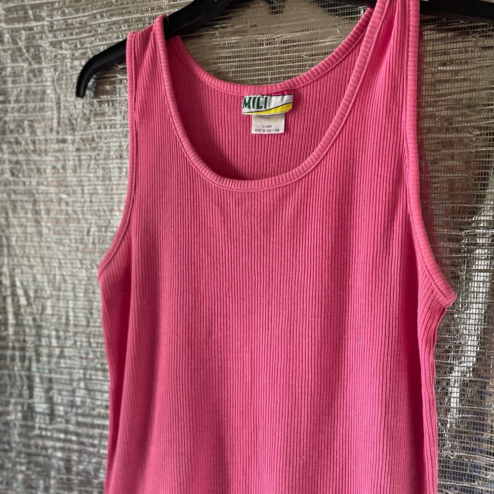 Pink Ribbed Tank Top - Picture 3 of 6